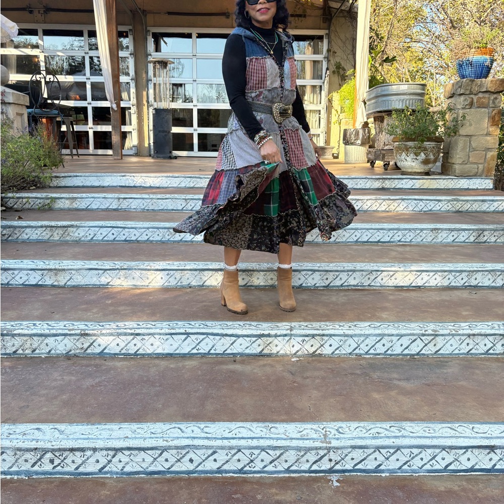 Bohemian Patchwork Midi Dress - Picture 2 of 7